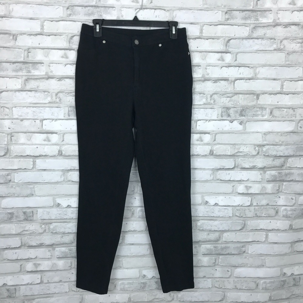 Isaac Mizrahi Live Jeans Womens 4 Black Knit Denim Ankle Stretch Waist Zipper